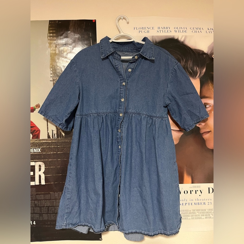 Denim Button-Front babydoll style dress